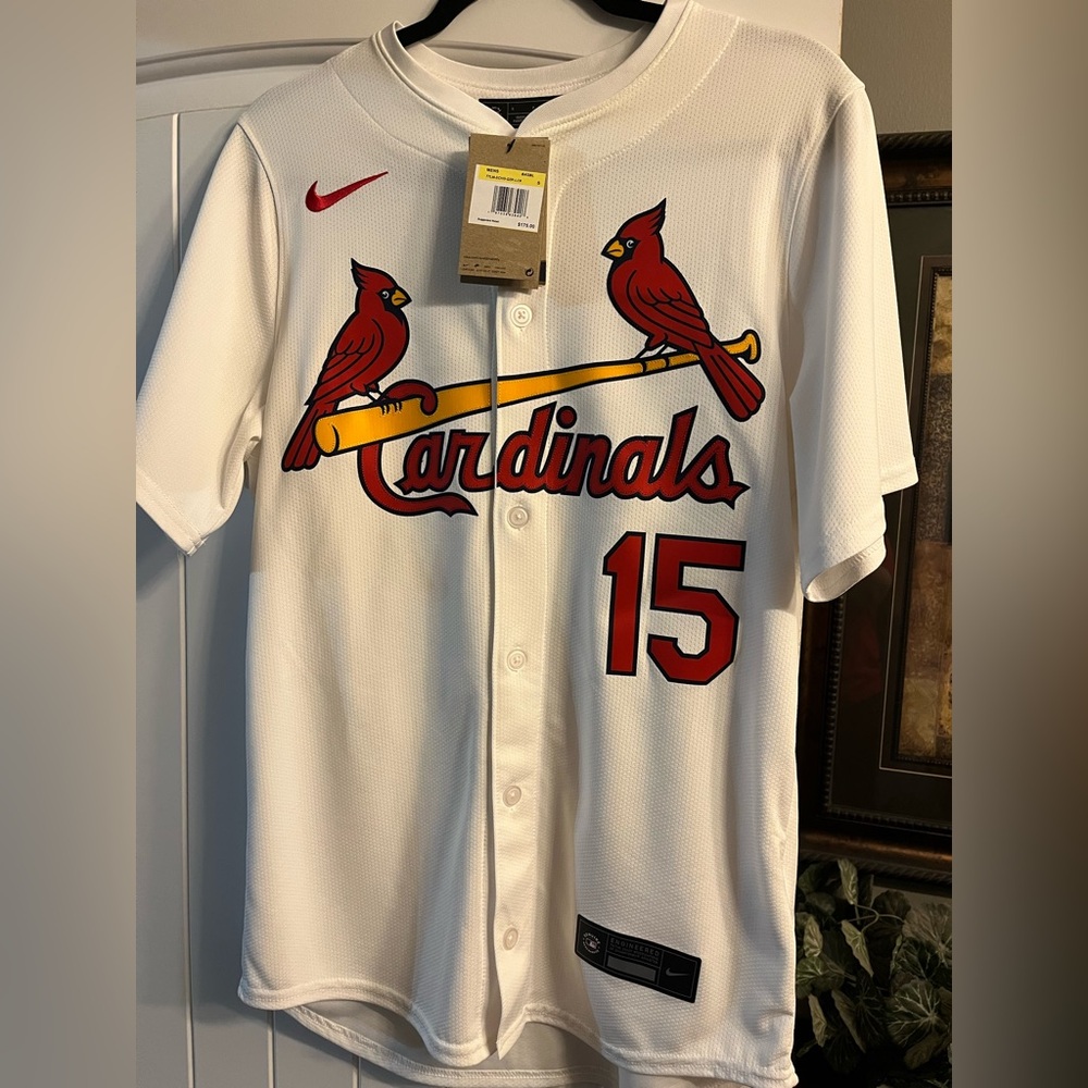 Nike White St. Louis Cardinals Red & Yellow Button-Front Jersey #15